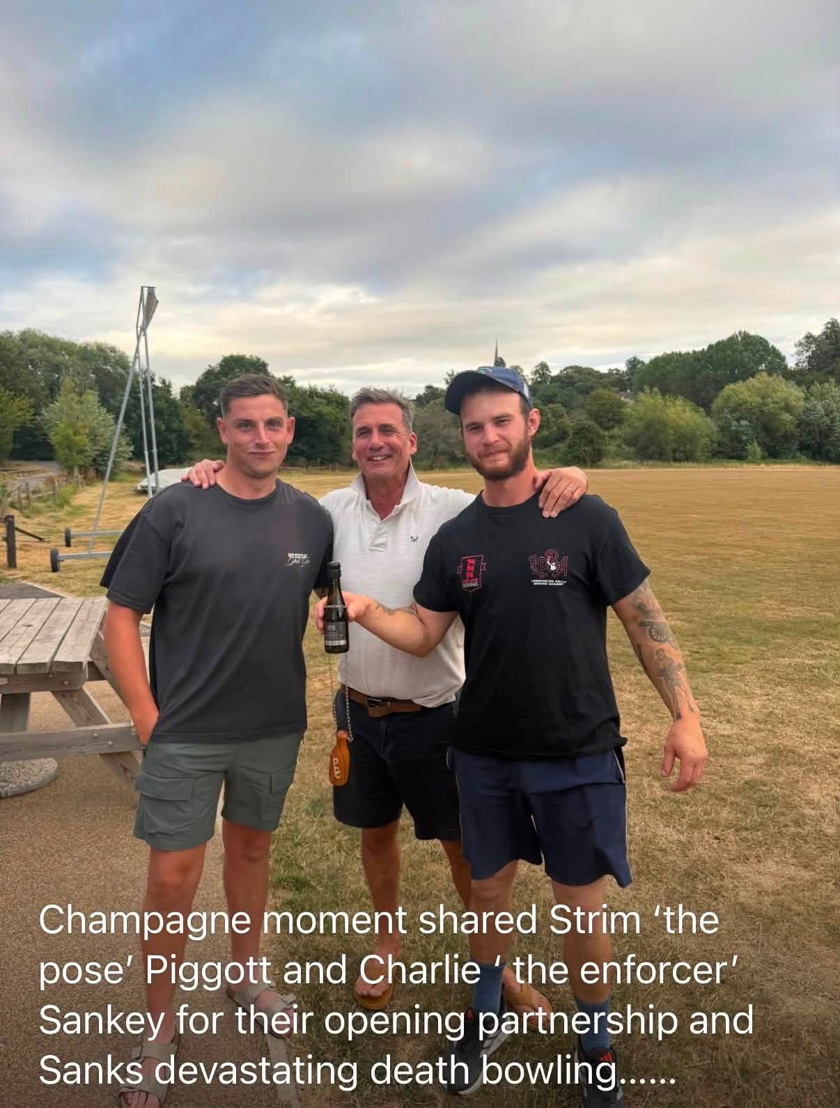 Champagne moment — Strim, the President and Charlie 'the enforcer' Sankey at Ross-on-Wye